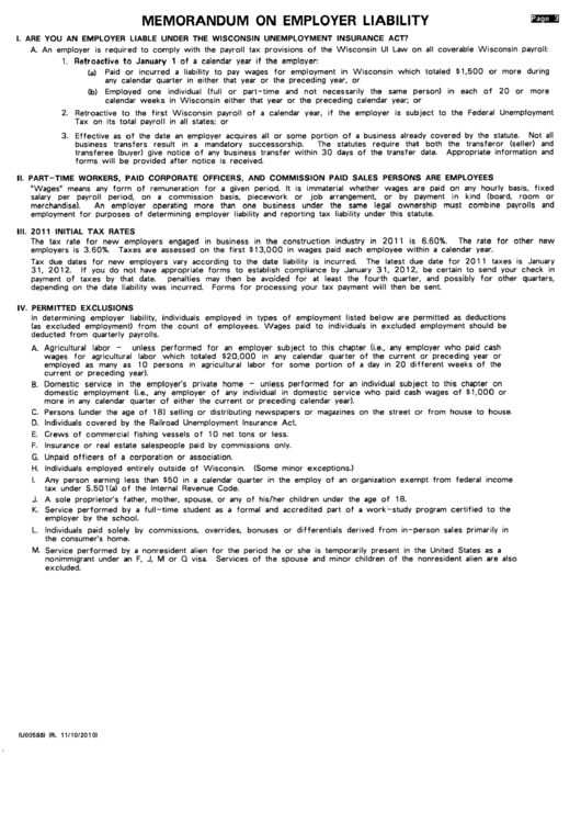 Memorandum On Employer Liability Printable pdf