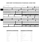 Form Dhhs 1607 - Work Sheet For Preparation Of Marriage License Form - N.c. Department Of Health And Human Services