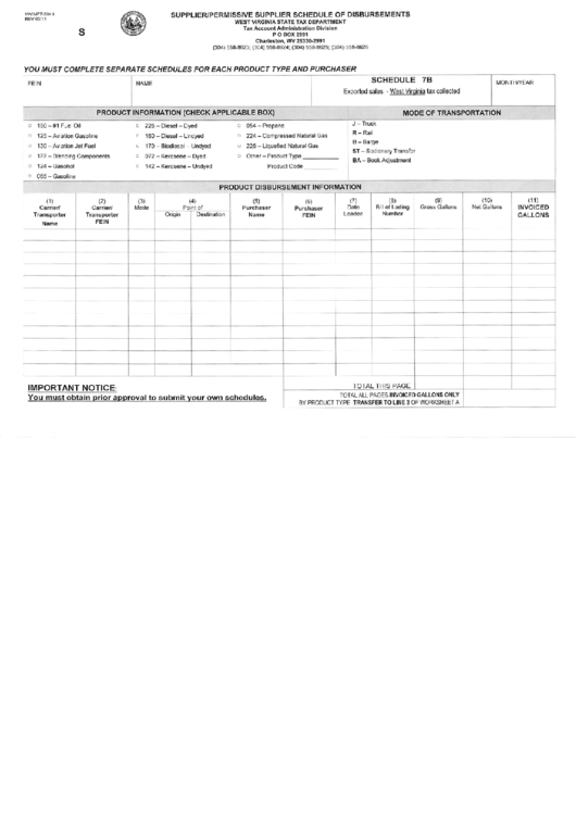Form Wv/mft-504 I - Supplier/permissive Supplier Schedule Of Disbursements - 2011 Printable pdf
