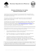 Montana Withholding Tax Tables - Montana Department Of Revenue - 2005