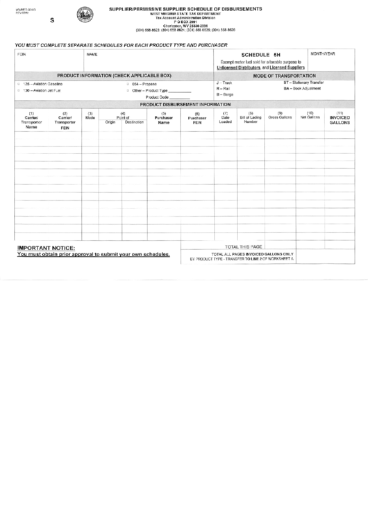 Form Wv/mft-S04 G - Supplier/permissive Supplier Schedule Of Disbursements - 2011 Printable pdf