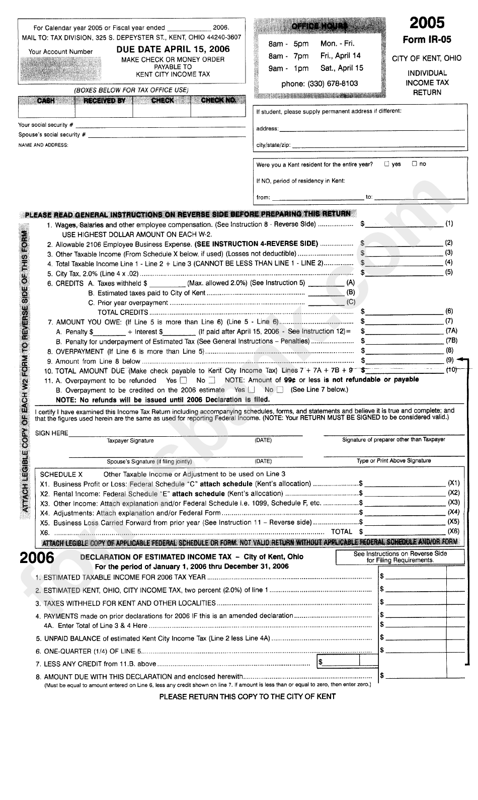 Form Ir-05 - Individual Income Tax Return 2005