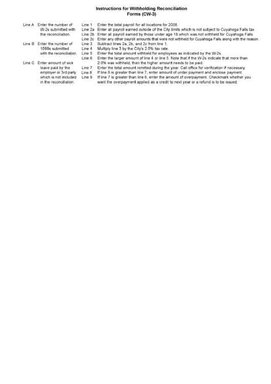 Instructions For Withholding Reconciliation Forms Cw 3 Printable Pdf Download 3204