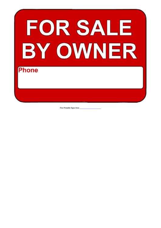 For Sale By Owner Sign Template Printable pdf