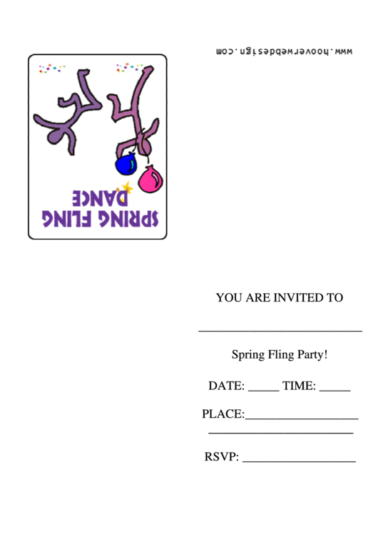School Spring Fling Dance Party Invitation Template Printable pdf