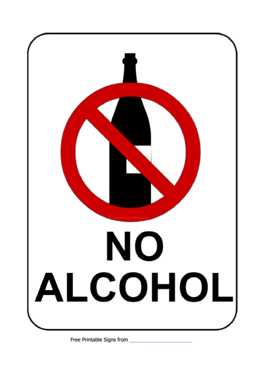 No Alcohol Allowed Sign Template Printable pdf
