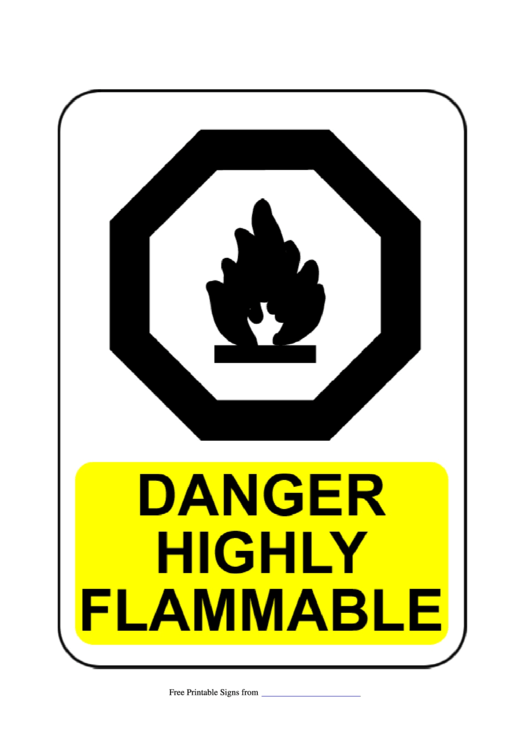 Danger Highly Flammable Sign Template Printable pdf