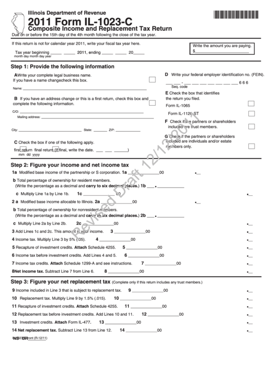 Form Il-1023-C Draft - Composite Income And Replacement Tax Return - 2011 Printable pdf