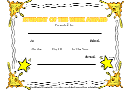 Student Of The Week Award Certificate Template