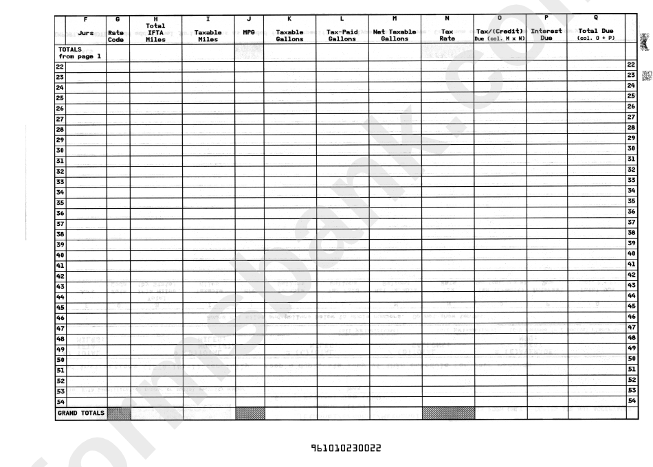 Ifta Quarterly Fuel Tax Schedule (Form Ifta-101) - 2003