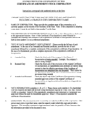 Instructions For Completion Of The Certificate Of Amendment Stock Corporation - Secretary Of The State Printable pdf
