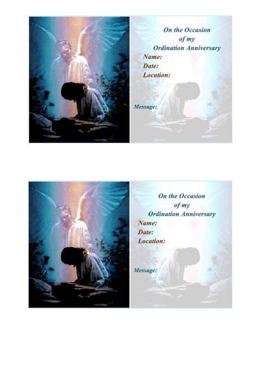 Ordination Card Template (Blue Jc) Printable pdf