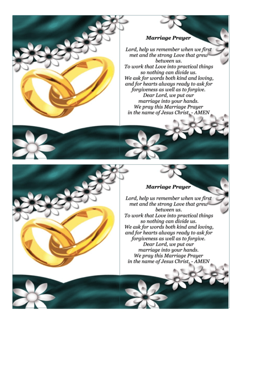 Matrimony Prayer Card Template Printable pdf