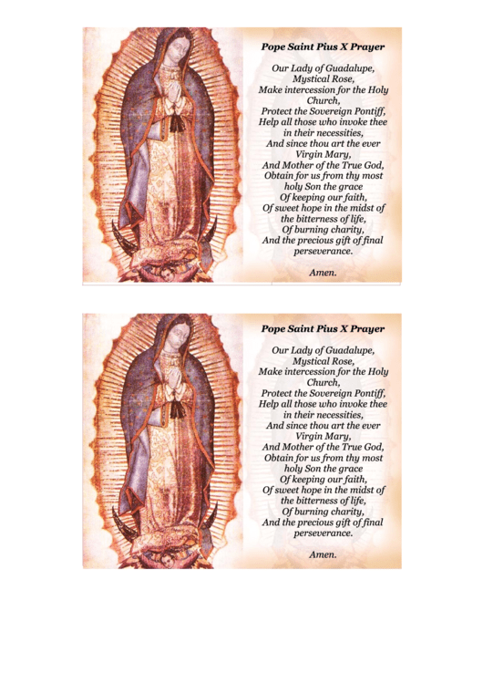 Virgin Of Guadalupe Prayer Card Template Printable pdf