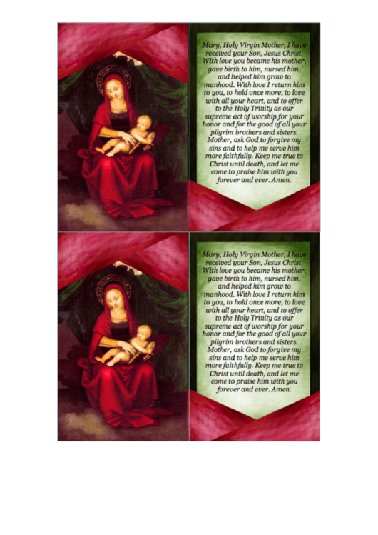 Virgin Mary Holy Card Template Printable pdf