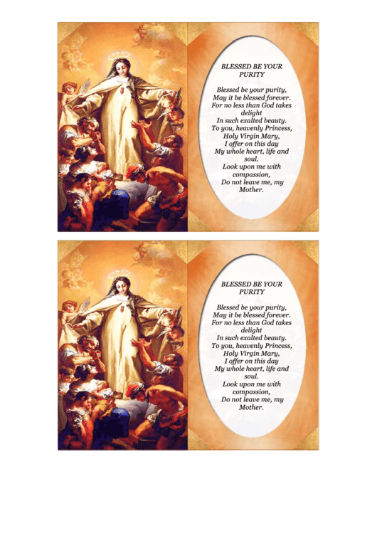 Virgin Holy Card Template Printable pdf