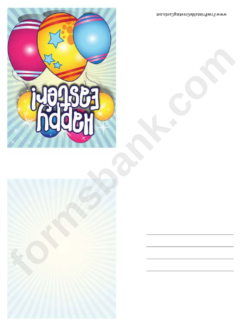 Eggs And Balloons Small Easter Card Template