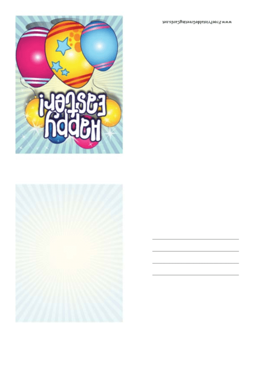 Eggs And Balloons Small Easter Card Template Printable pdf
