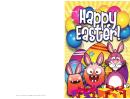 Bunnies, Monsters And Presents Easter Card Template Printable pdf