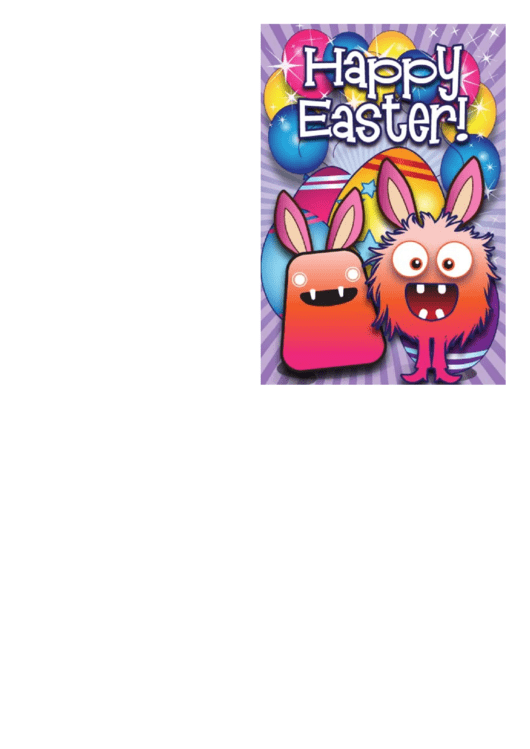 Colorful Monsters Easter Card Template Printable pdf