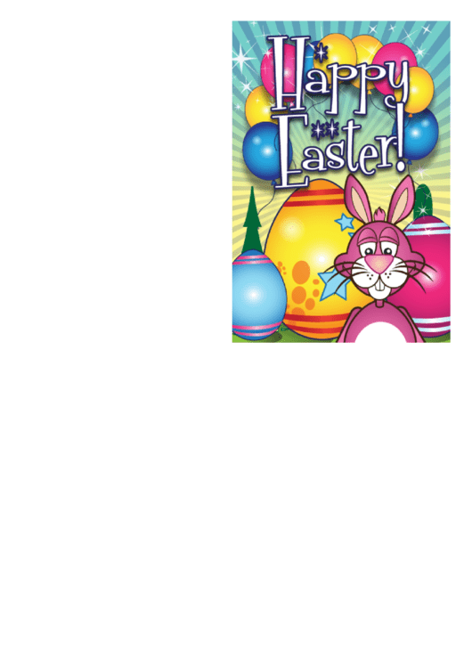 Bunny With Eggs Easter Card Template