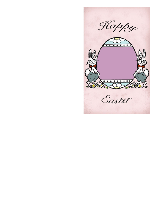 Bunnies Presenting An Egg Easter Card Template Printable pdf