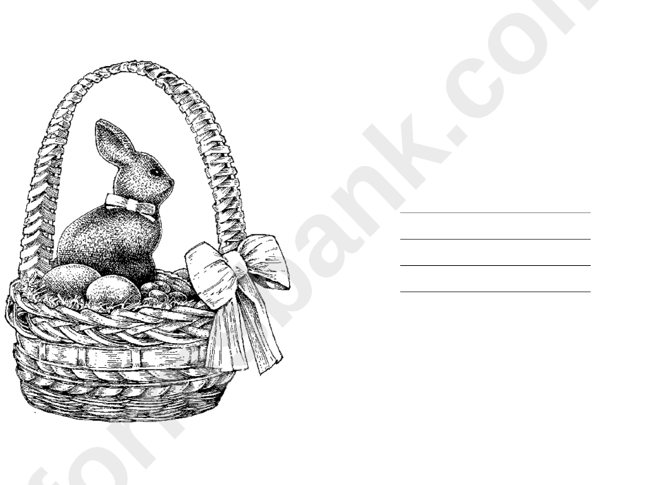 Bunny In A Basket Easter Card Template