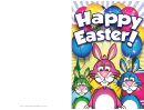 Three Bunnies Easter Card Template