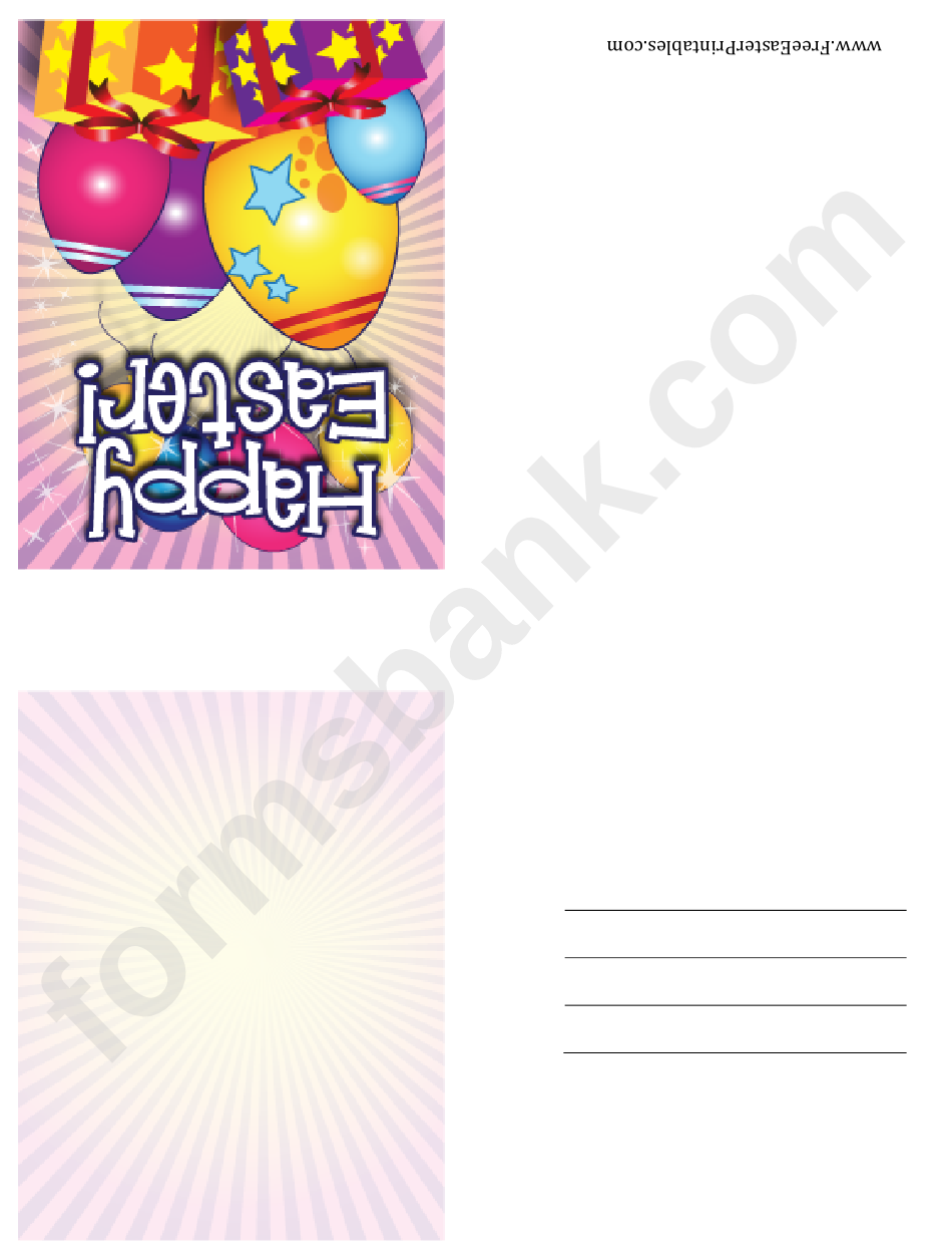 Eggs, Presents And Balloons Small Easter Card Template