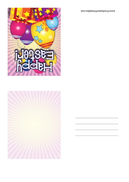 Eggs, Presents And Balloons Small Easter Card Template Printable pdf