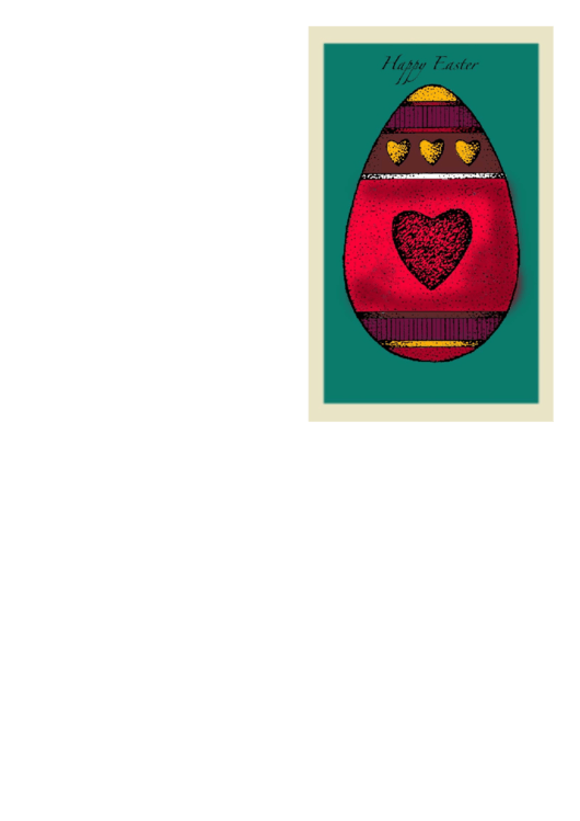 Egg With Hearts Easter Card Template Printable pdf