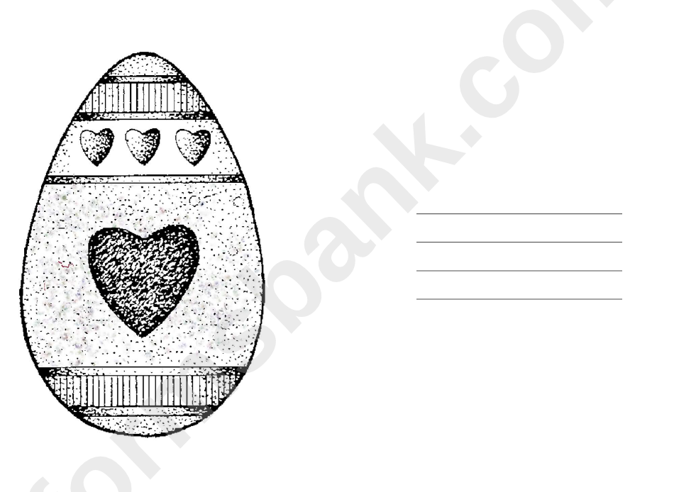 Egg With Hearts Easter Card Template