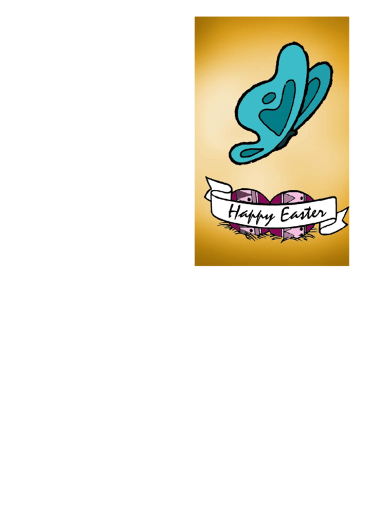 Blue Butterfly Easter Card Template Printable pdf