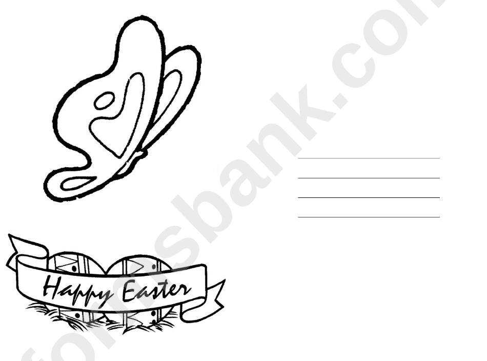 Blue Butterfly Easter Card Template