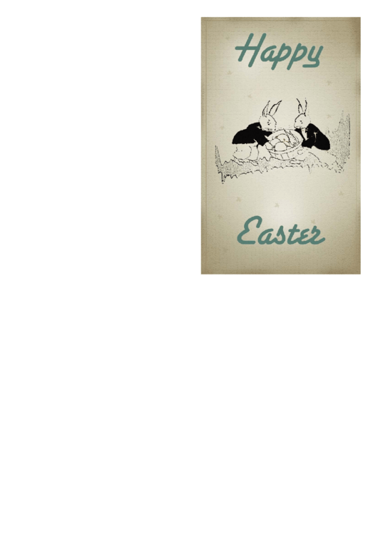 Bunnies With A Basket Easter Card Template Printable pdf
