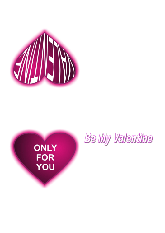 Pink Neon Heart Valentine Card Template Printable pdf