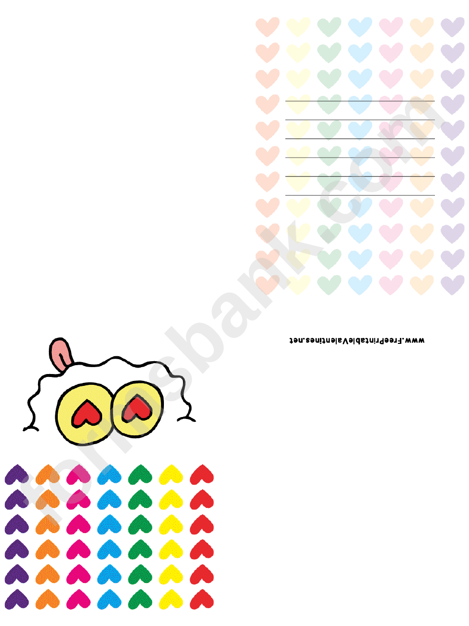 Rainbow Hearts Valentine Card Template