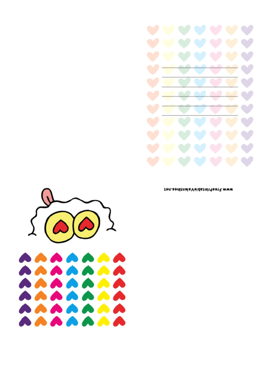 Rainbow Hearts Valentine Card Template Printable pdf