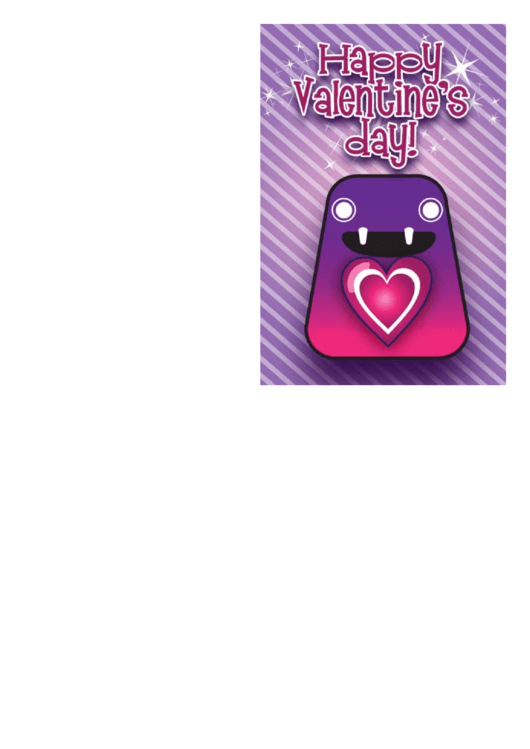 Purple Monster Valentines Card Template Printable pdf