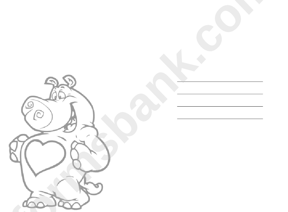 Pink Hippo Valentines Card Template