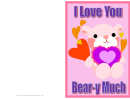 Pink Bear Valentines Card Template