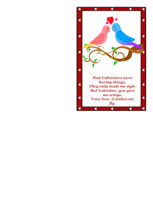 Birds Poem Valentines Card Template