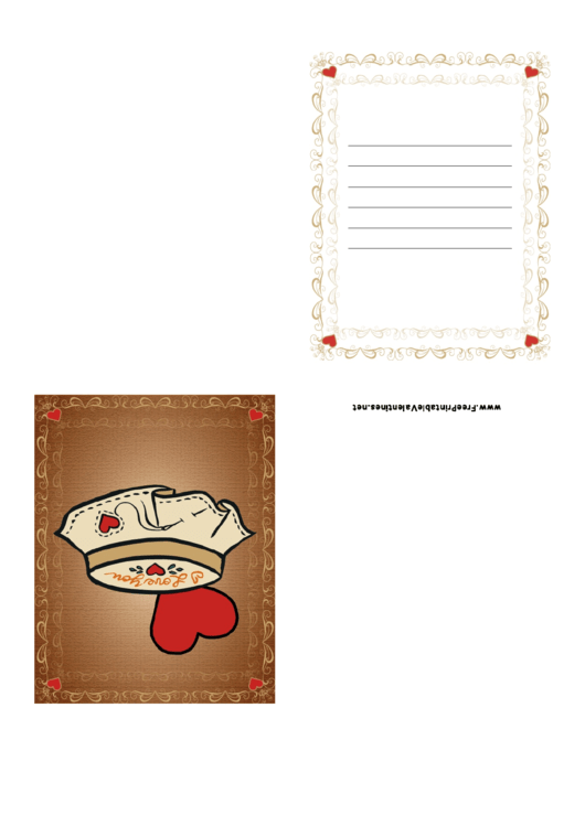 Vintage Brown Valentine Card Template Printable pdf