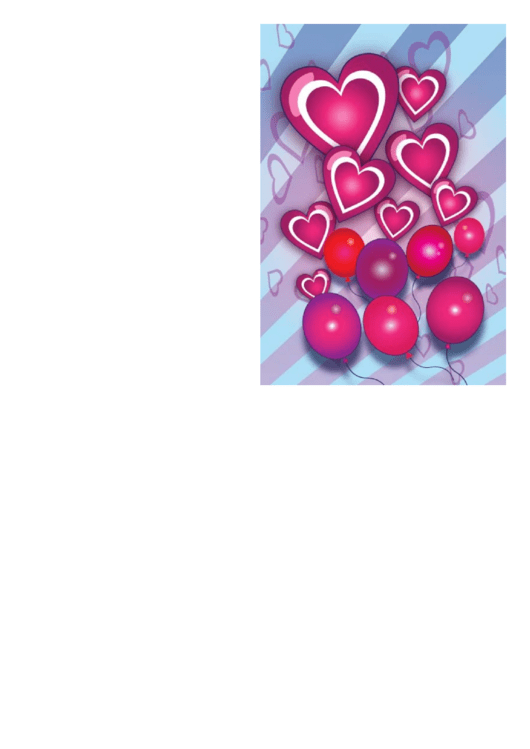 Hearts And Balloons Valentines Card Template Printable pdf