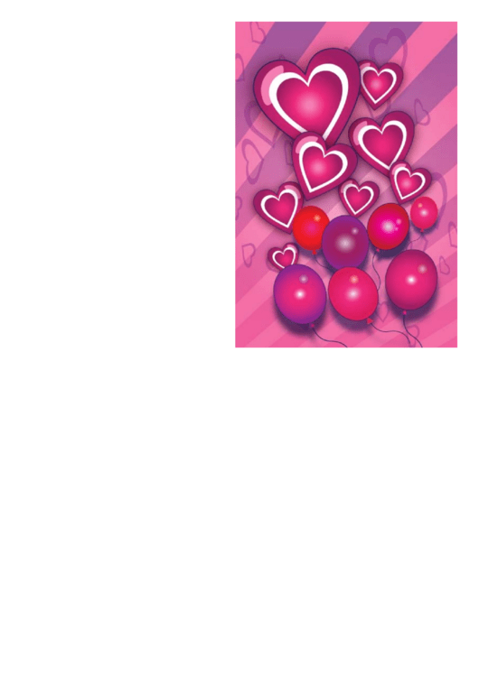 Hearts Balloons Stripes Valentines Card Template Printable pdf