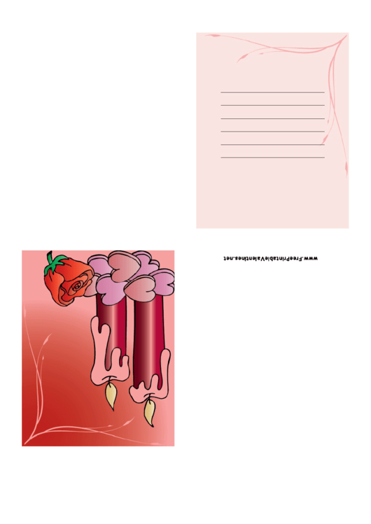 Romantic Pink Valentine Card Template Printable pdf