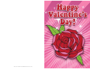 Red Rose And Leaves Valentines Card Template