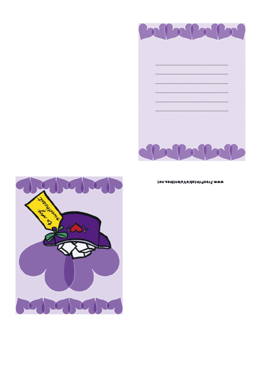 Lilac Sweet Valentine Card Template Printable pdf