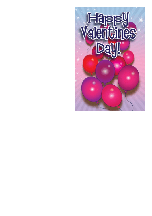 Purple Balloons Valentines Card Template Printable pdf
