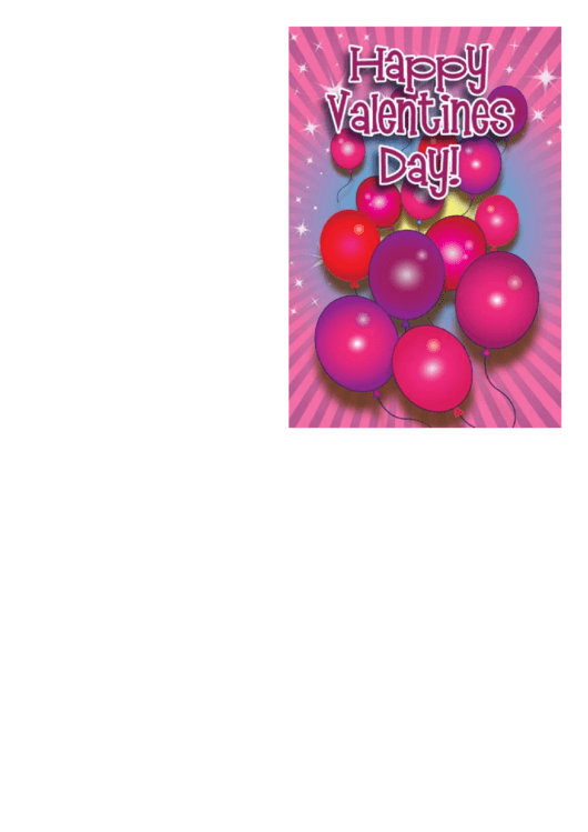Pink Balloons Valentines Card Template Printable pdf